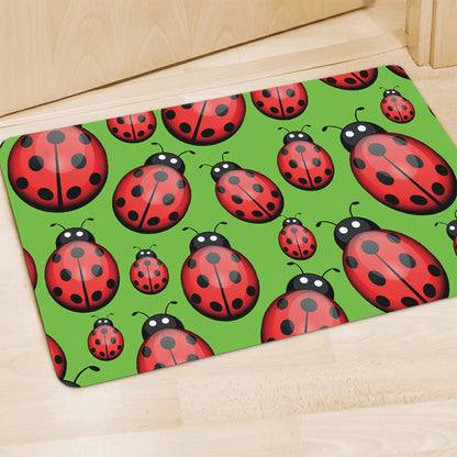 Cute Ladybug Pattern Print Polyester Doormat