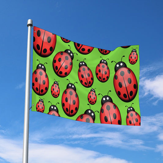Cute Ladybug Pattern Print Polyester Flag