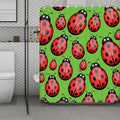 Cute Ladybug Pattern Print Polyester Shower Curtain
