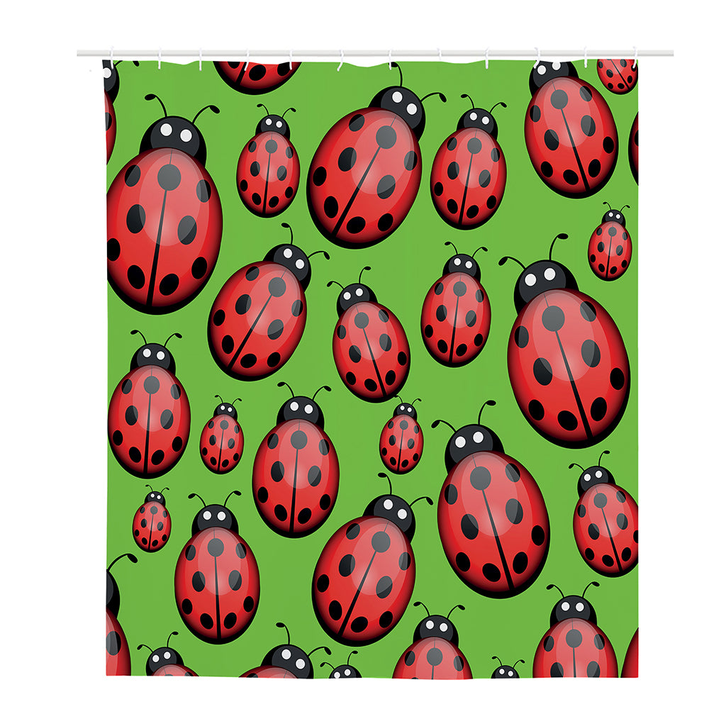 Cute Ladybug Pattern Print Polyester Shower Curtain