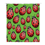 Cute Ladybug Pattern Print Polyester Shower Curtain