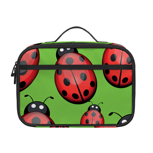Cute Ladybug Pattern Print Portable Lunch Bag