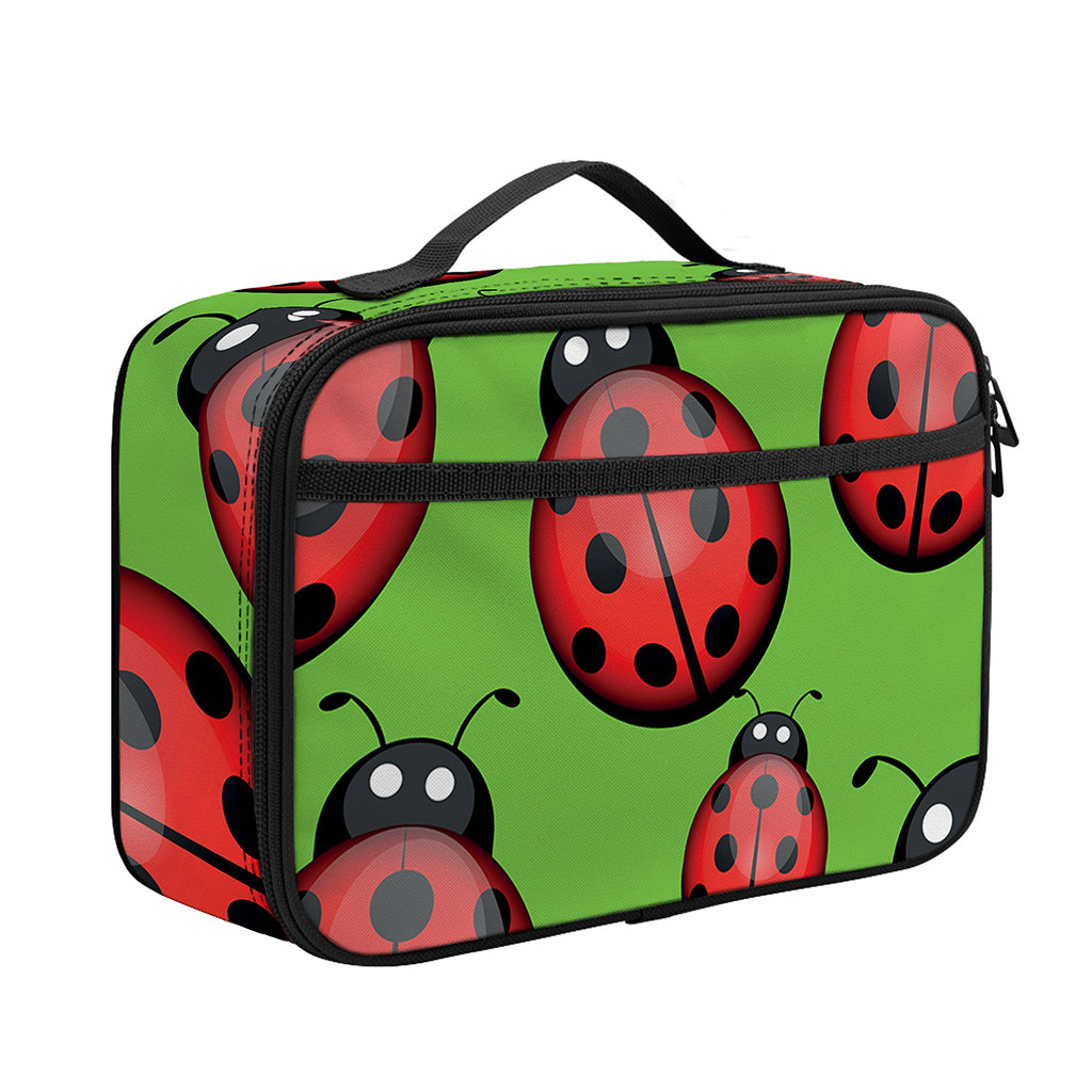 Cute Ladybug Pattern Print Portable Lunch Bag