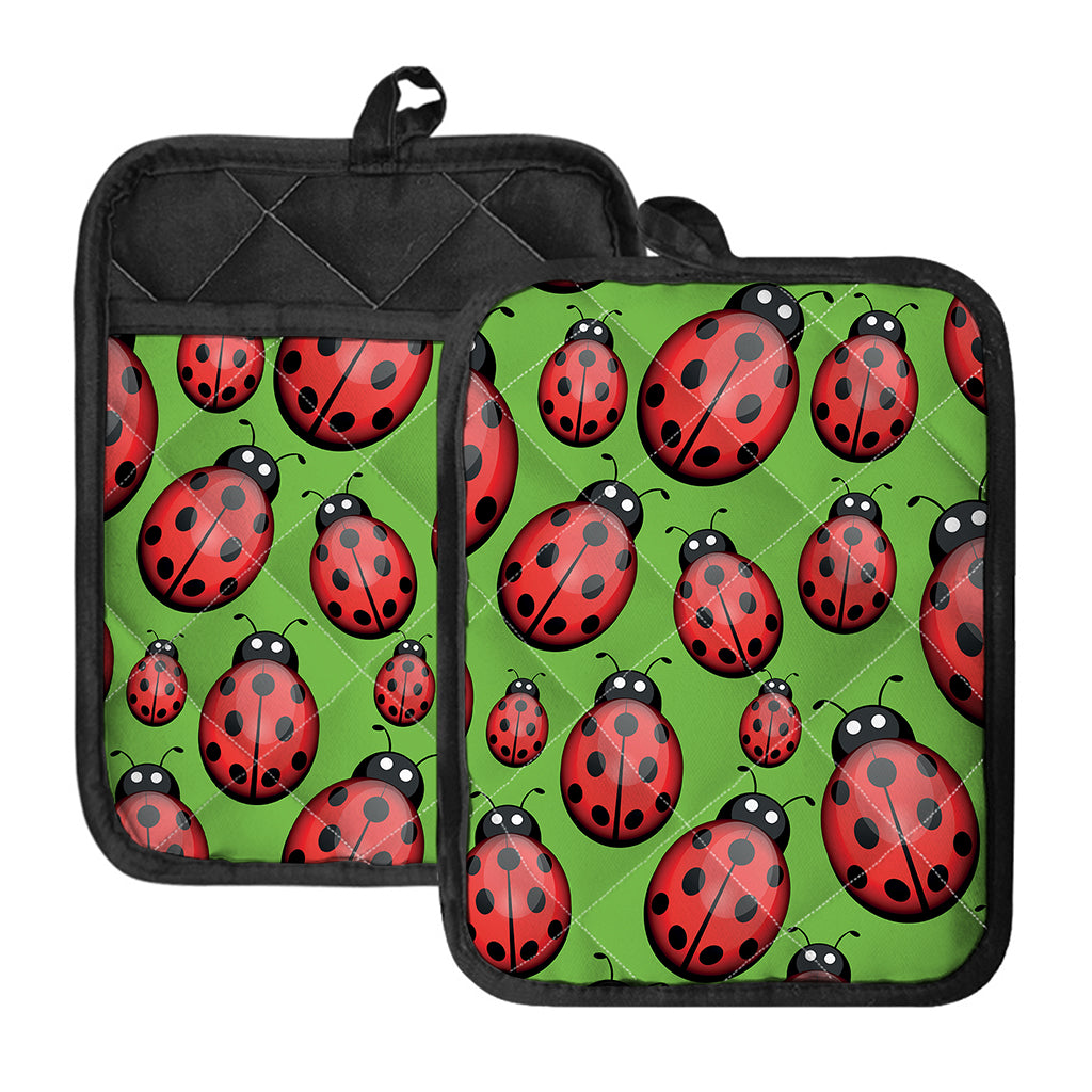Cute Ladybug Pattern Print Pot Holders With Pocket