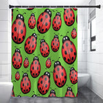 Cute Ladybug Pattern Print Premium Shower Curtain