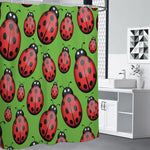 Cute Ladybug Pattern Print Premium Shower Curtain
