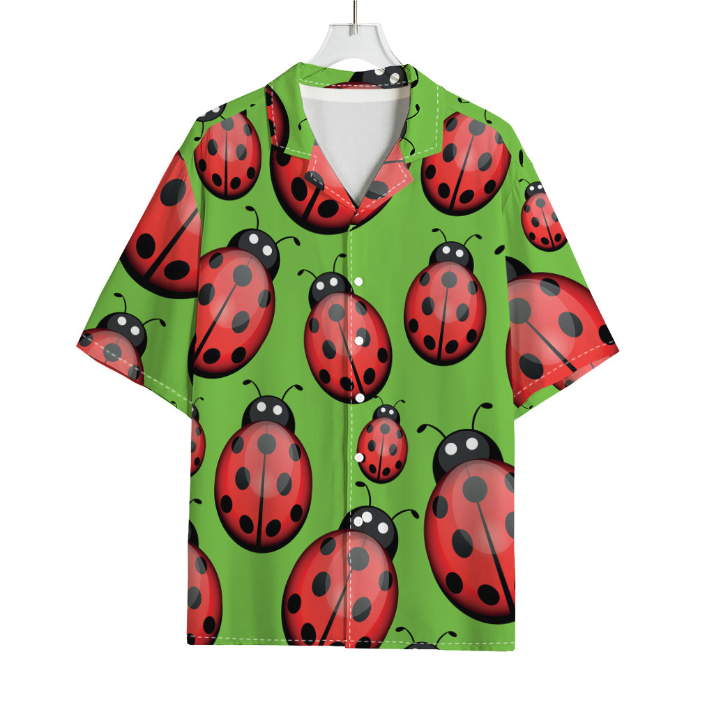 Cute Ladybug Pattern Print Rayon Hawaiian Shirt