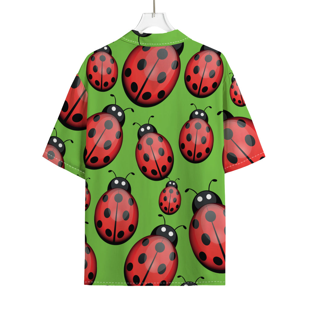 Cute Ladybug Pattern Print Rayon Hawaiian Shirt