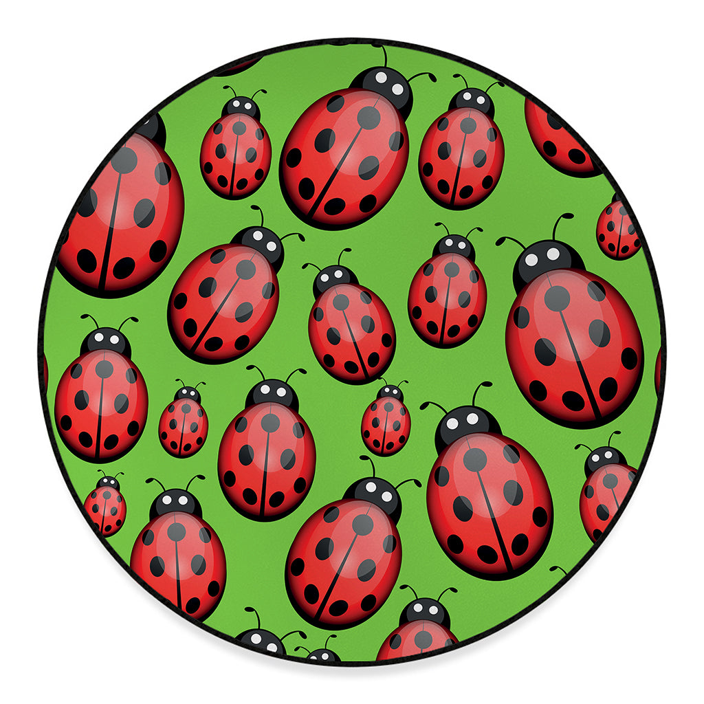 Cute Ladybug Pattern Print Round Floor Mat