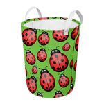 Cute Ladybug Pattern Print Round Laundry Basket