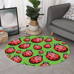 Cute Ladybug Pattern Print Round Rug