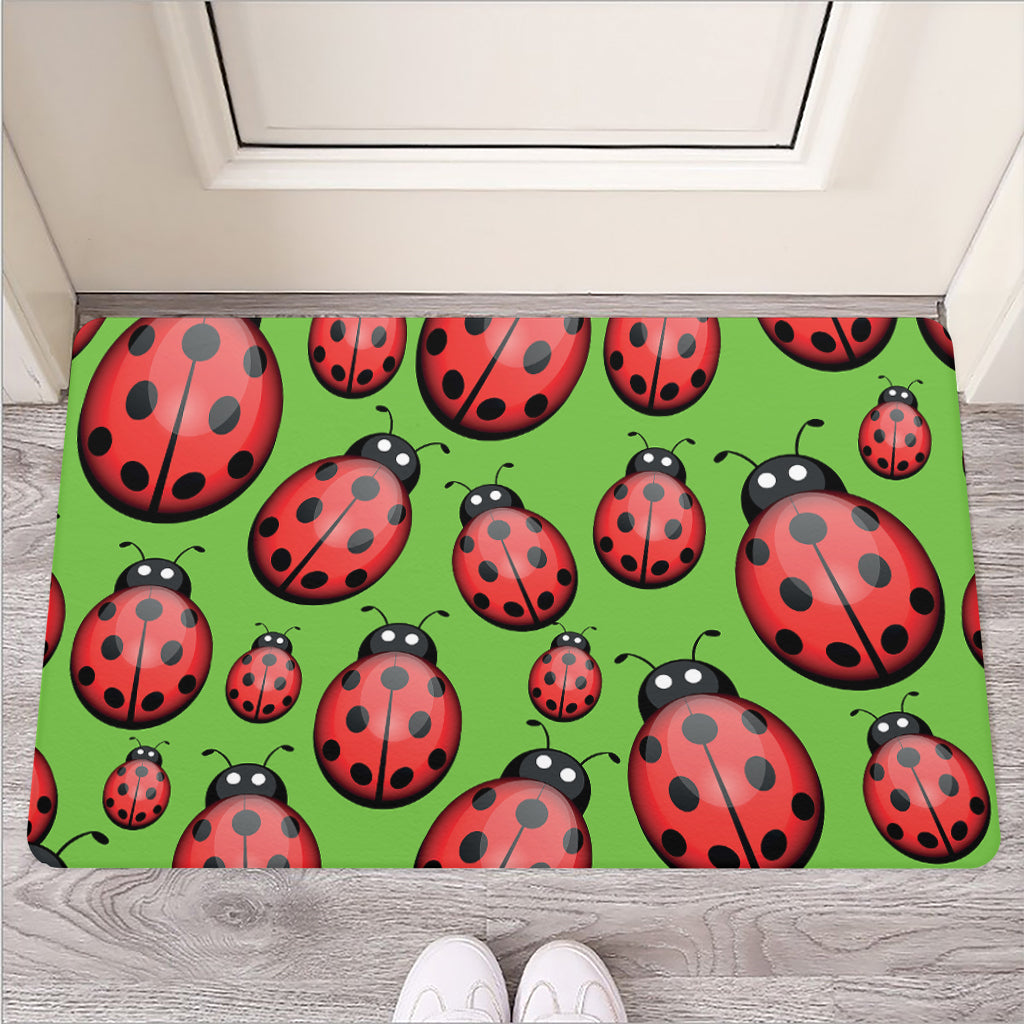 Cute Ladybug Pattern Print Rubber Doormat