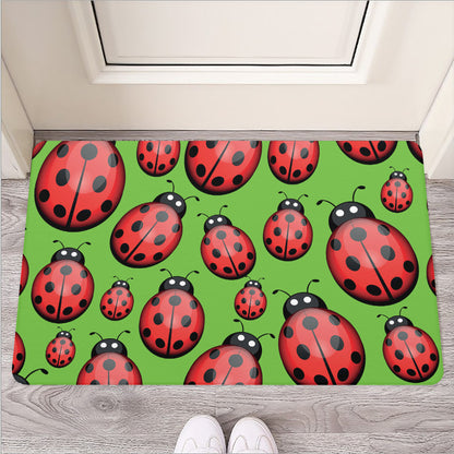 Cute Ladybug Pattern Print Rubber Doormat
