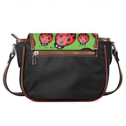 Cute Ladybug Pattern Print Saddle Bag