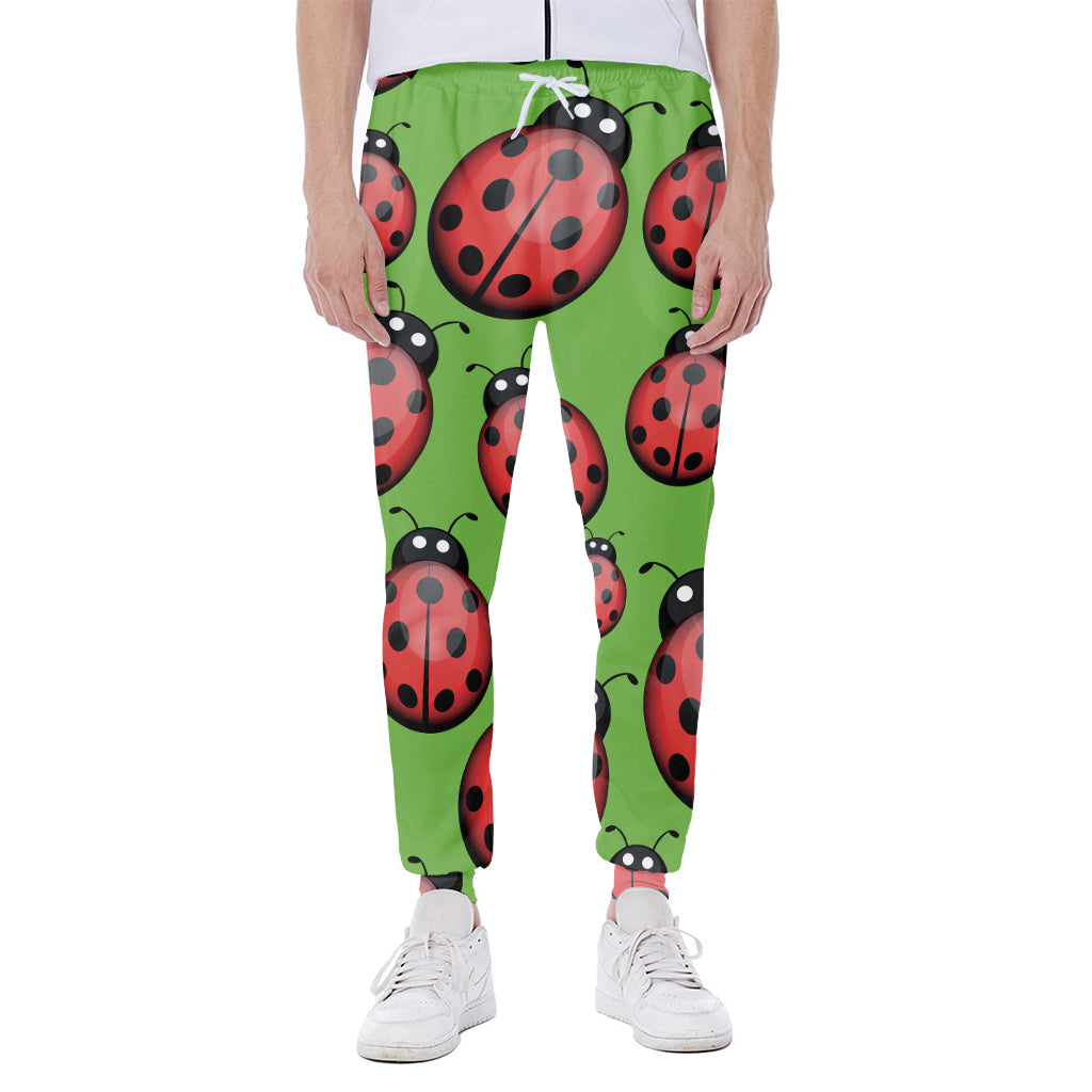 Cute Ladybug Pattern Print Scuba Joggers