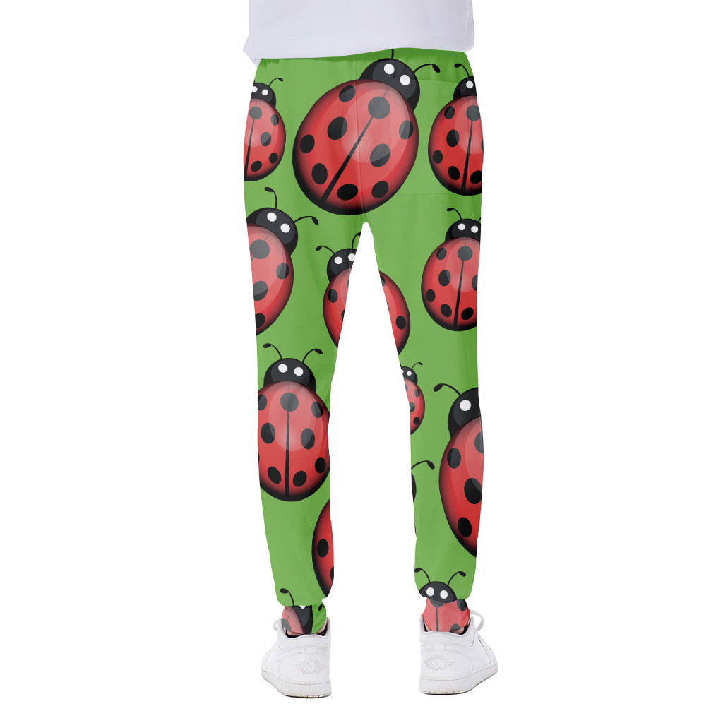 Cute Ladybug Pattern Print Scuba Joggers