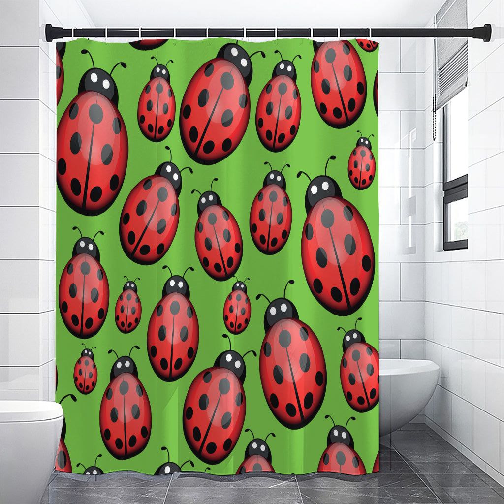 Cute Ladybug Pattern Print Shower Curtain