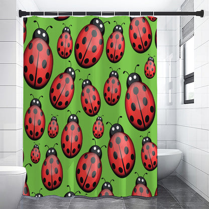 Cute Ladybug Pattern Print Shower Curtain