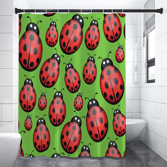 Cute Ladybug Pattern Print Shower Curtain