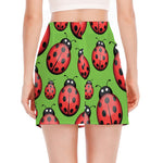Cute Ladybug Pattern Print Side Slit Mini Skirt