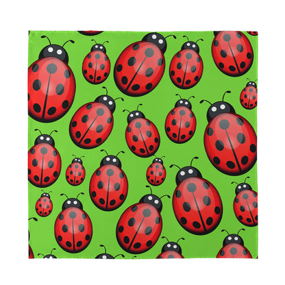 Cute Ladybug Pattern Print Silk Bandana