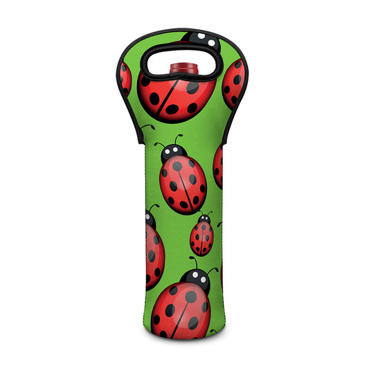 Cute Ladybug Pattern Print Single Neoprene Wine Tote