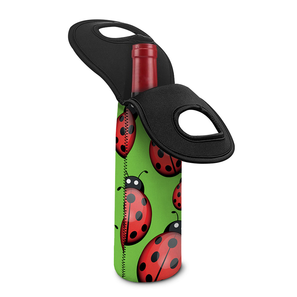 Cute Ladybug Pattern Print Single Neoprene Wine Tote