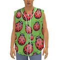 Cute Ladybug Pattern Print Sleeveless Baseball Jersey