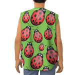 Cute Ladybug Pattern Print Sleeveless Baseball Jersey