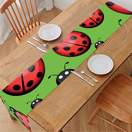 Cute Ladybug Pattern Print Table Runner