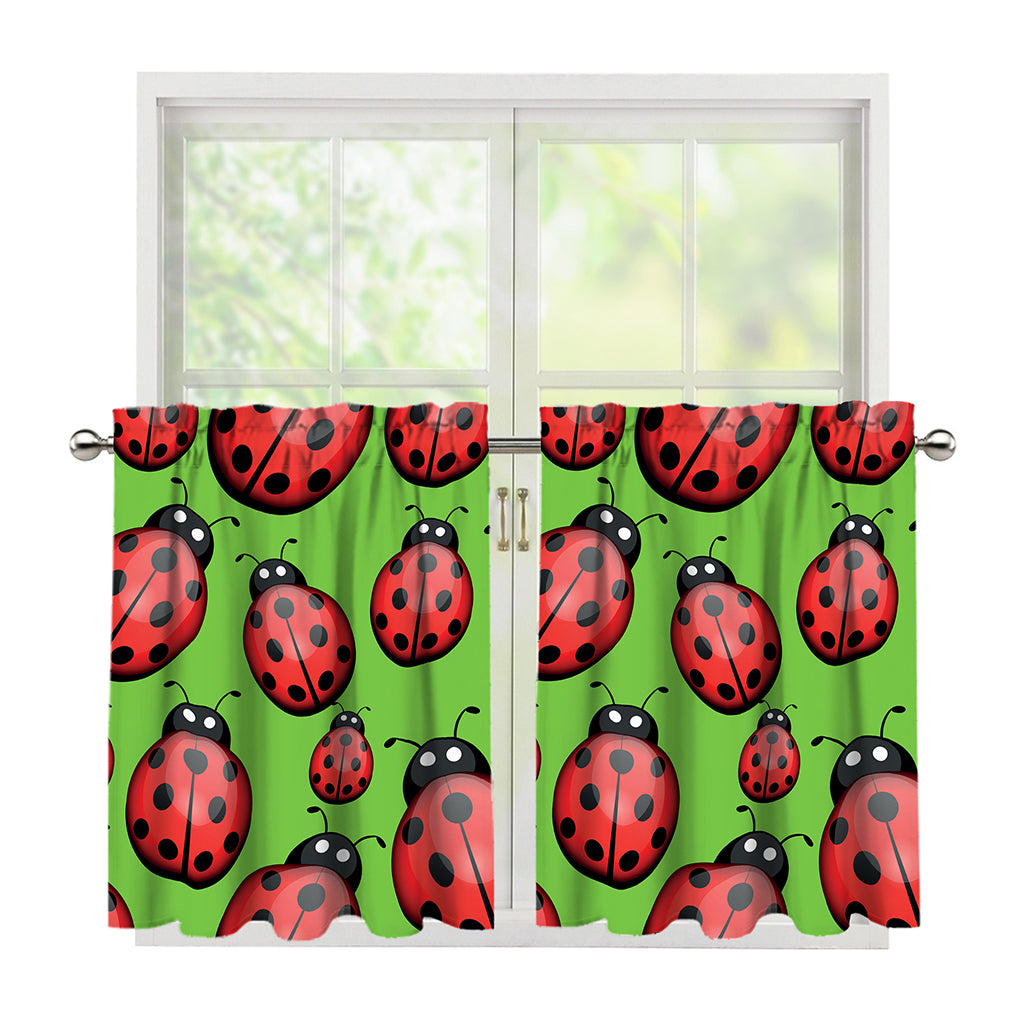Cute Ladybug Pattern Print Tier Curtains