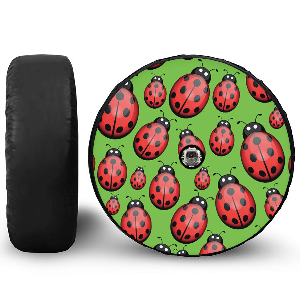 Cute Ladybug Pattern Print Tire Cover With Camera Hole