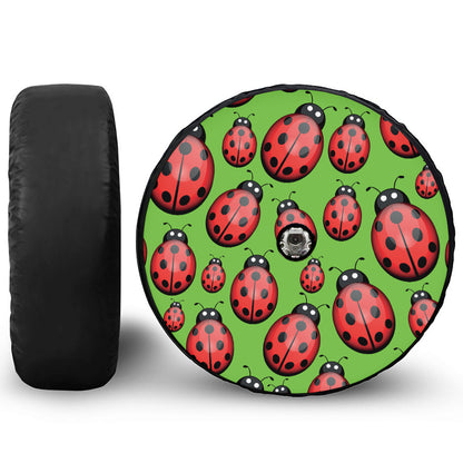 Cute Ladybug Pattern Print Tire Cover With Camera Hole