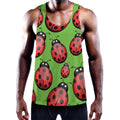 Cute Ladybug Pattern Print Men's Workout Tank Top