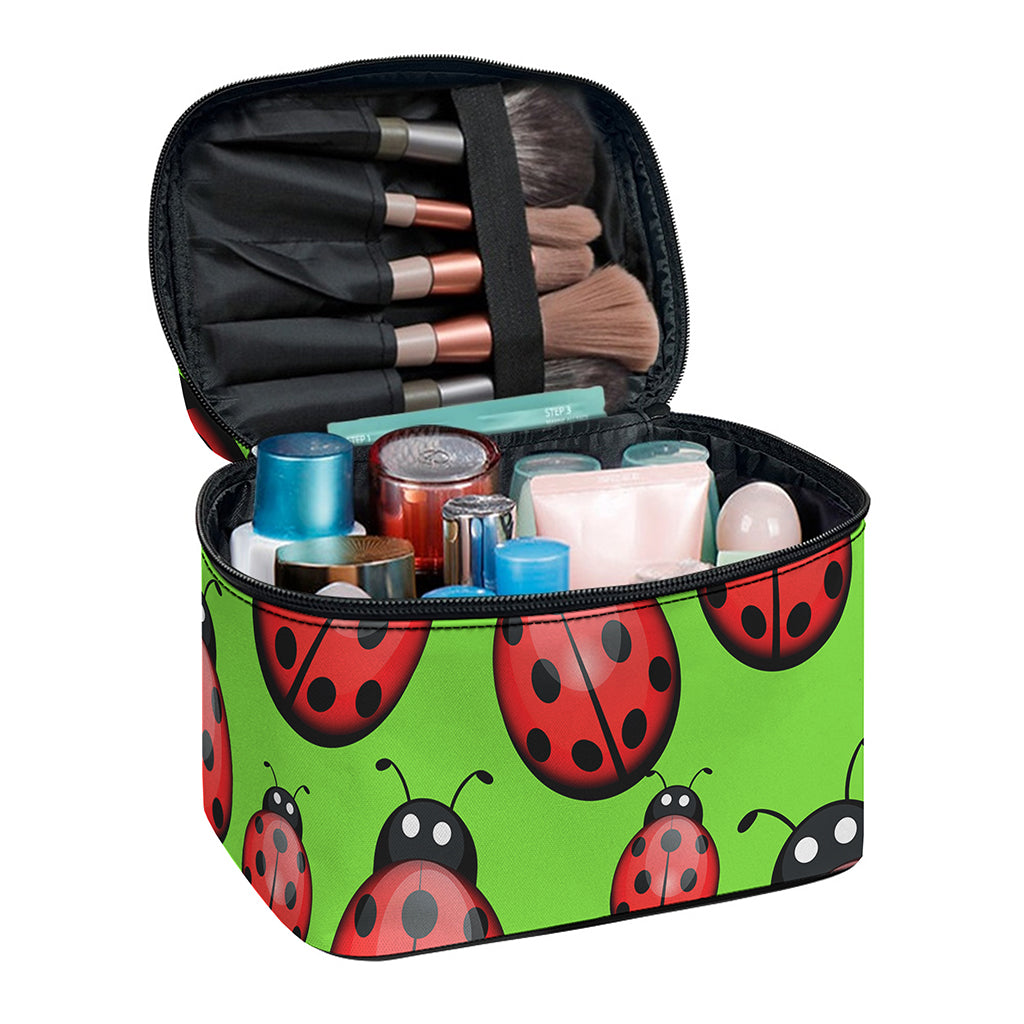 Cute Ladybug Pattern Print Travel Makeup Bag