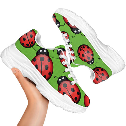 Cute Ladybug Pattern Print White Chunky Shoes