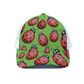 Cute Ladybug Pattern Print White Mesh Trucker Hat