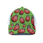 Cute Ladybug Pattern Print White Mesh Trucker Cap