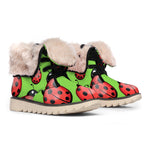 Cute Ladybug Pattern Print Winter Boots