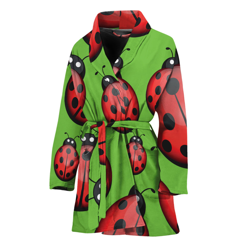 Cute Ladybug Pattern Print Women's Bathrobe