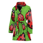 Cute Ladybug Pattern Print Women's Bathrobe