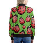 Cute Ladybug Pattern Print Women's Bomber Jacket