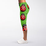 Cute Ladybug Pattern Print Women's Capri Leggings