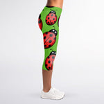 Cute Ladybug Pattern Print Women's Capri Leggings