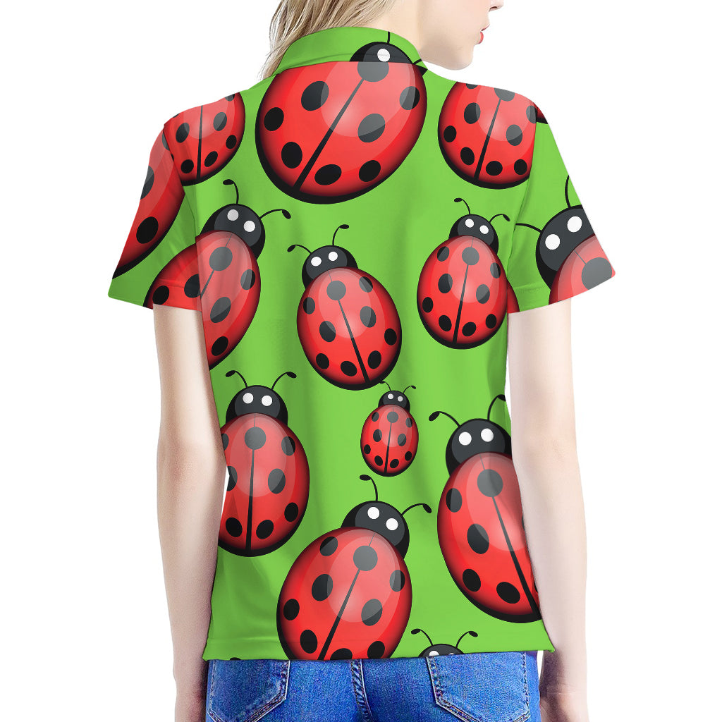 Cute Ladybug Pattern Print Women's Polo Shirt