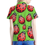 Cute Ladybug Pattern Print Women's Polo Shirt
