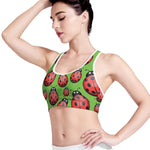 Cute Ladybug Pattern Print Women's Sports Bra