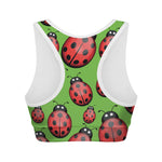 Cute Ladybug Pattern Print Women's Sports Bra