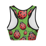 Cute Ladybug Pattern Print Women's Sports Bra