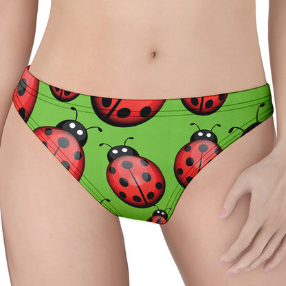Cute Ladybug Pattern Print Women's Thong